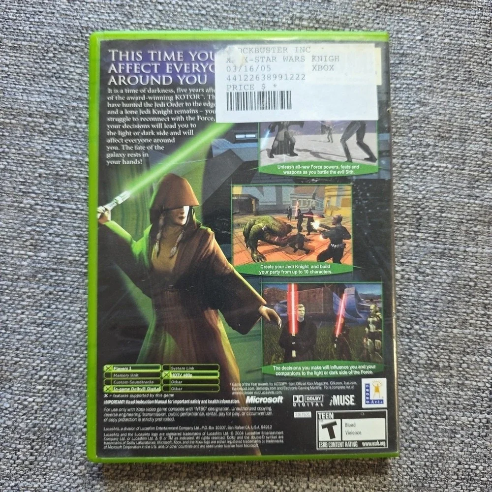 Star Wars Knights of the Old Republic II 2 Sith Lords Xbox Tested And Working